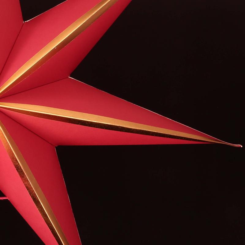 SAPHIR Rot/Gold - Faltbarer Leuchtstern, Weihnachtsstern aus Papier mit 7 Zacken, 60 cm